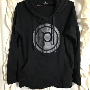 Pure Barre black metallic logo hoodie